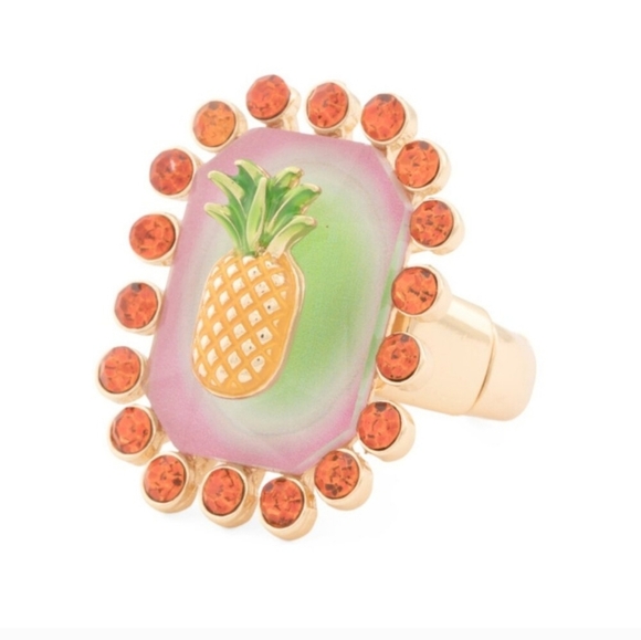 NWT Betsey Johnson Pineapple Cocktail Novelty Kitsch Ring - Picture 4 of 4